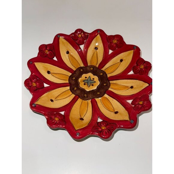 Hand-Painted Pier 1 Imports Carynthum Floral Plate - 10" Diameter - Picture 1 of 5